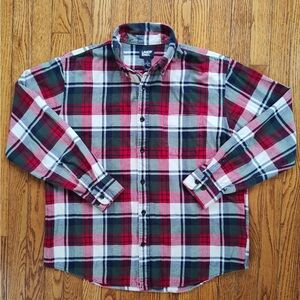 Lands' End Men's Plaid Flannel Long Sleeve Button Down.